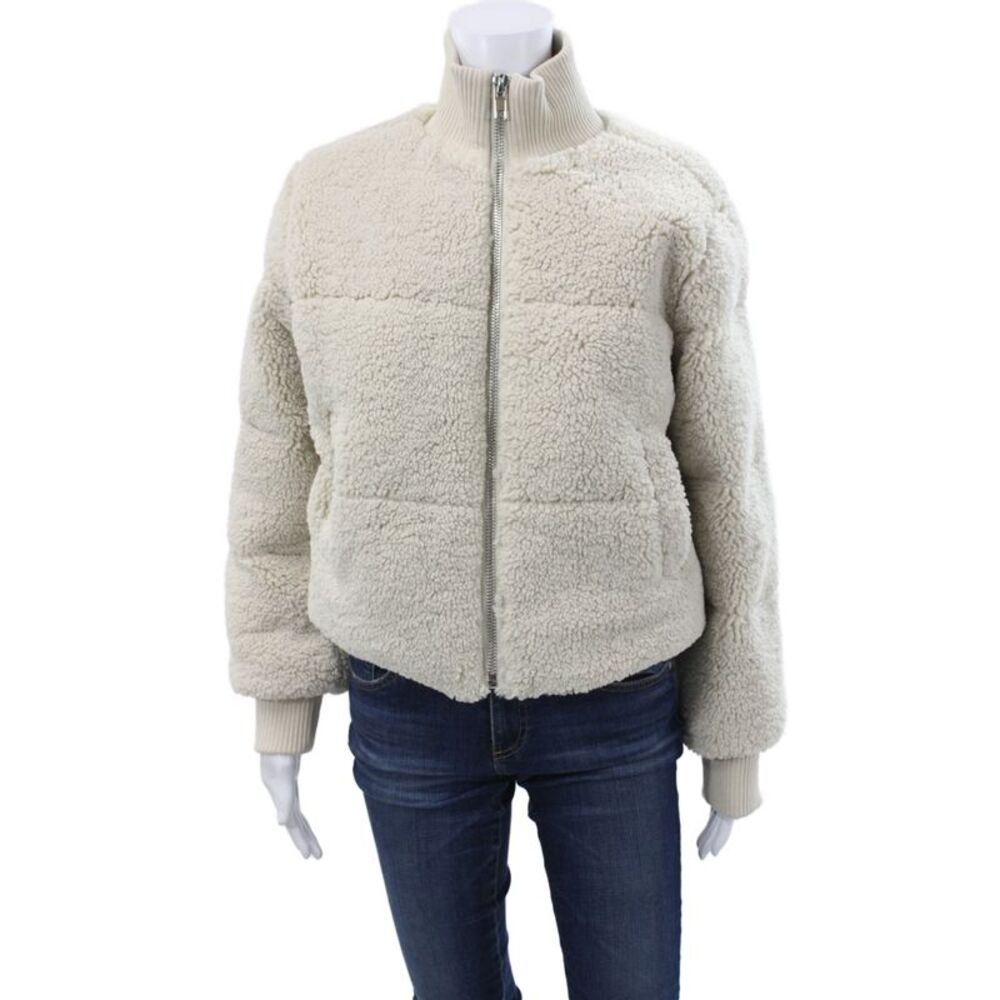 DH New York Womens Puffer Jacket Ivory Polyester Zip Long Sleeve Size XS